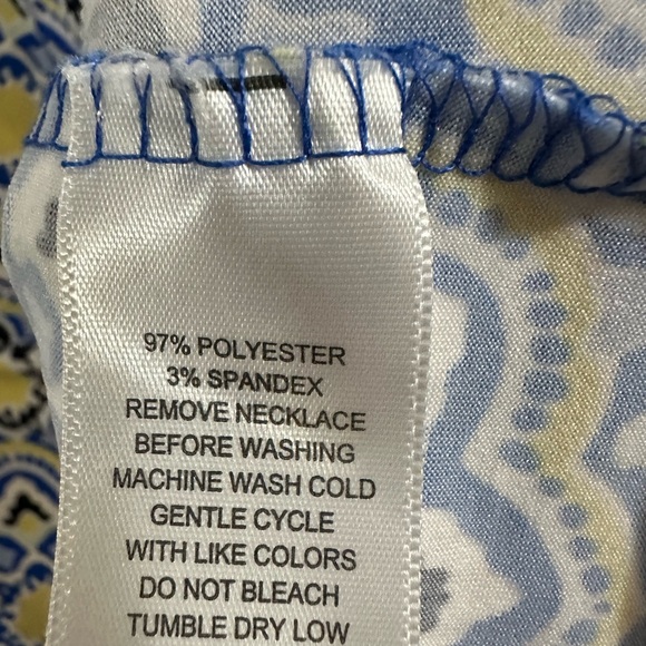 Blue and Yellow Patterned Women's Top - Picture 2 of 2